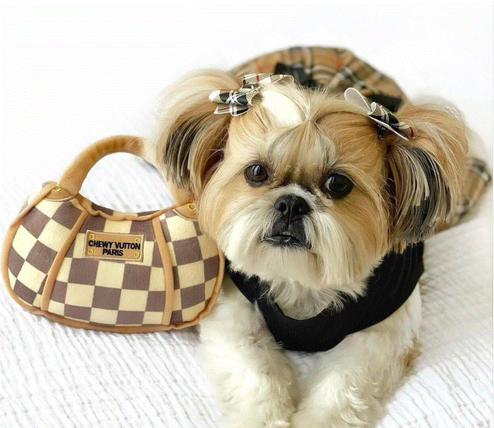 Checker Chewy Vuiton Handbag Dog Toy image 1