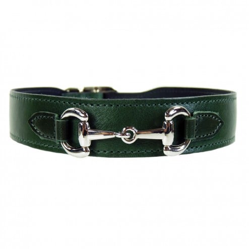 Belmont Dog Collar in Ivy Green & Nickel image 0