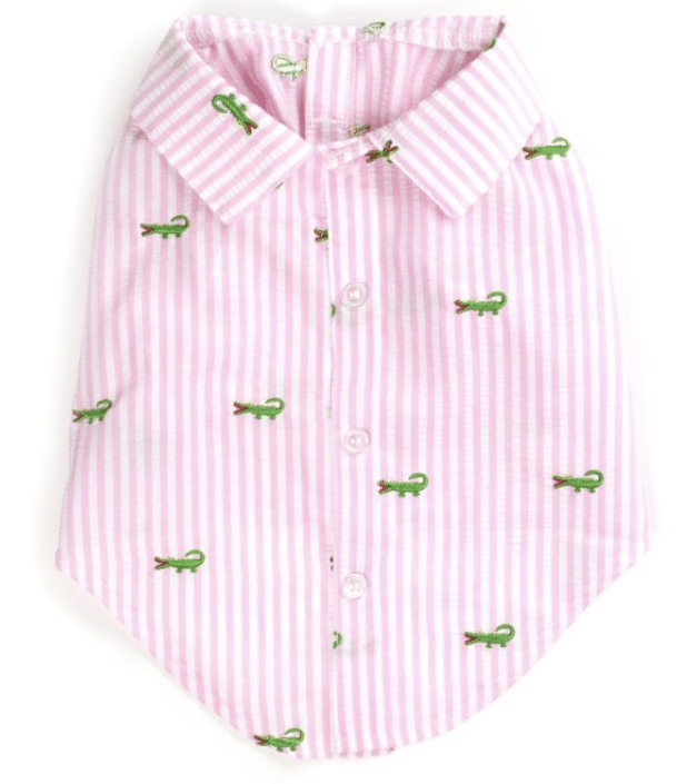 Pink Stripe Alligator Dog Shirt image 0