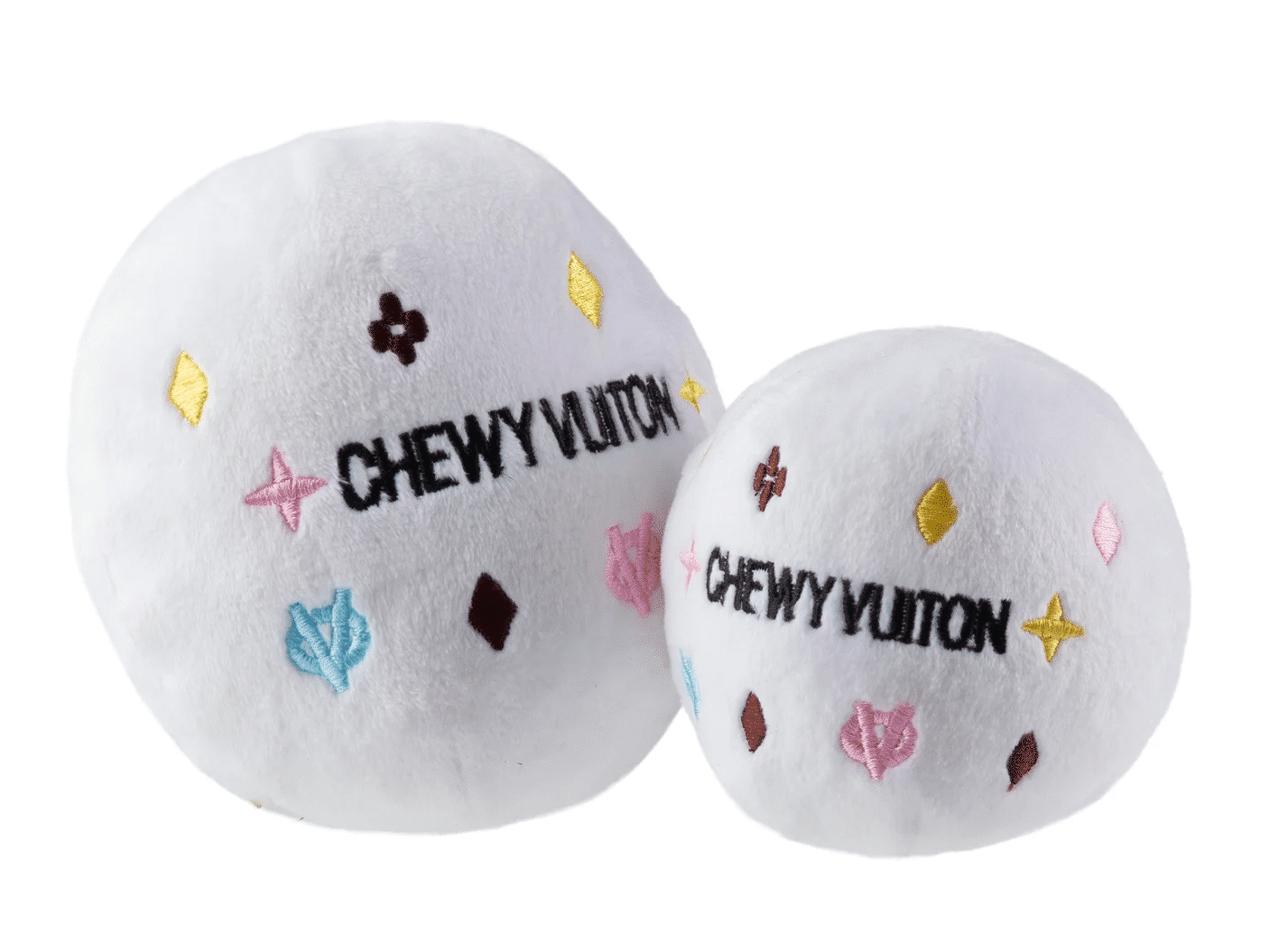 White Chewy Vuiton Ball Dog Toy image 0