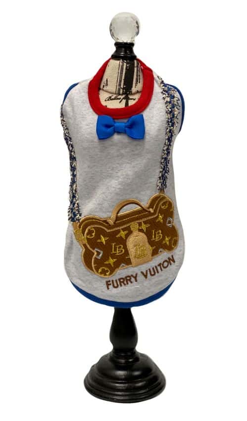Furry Vuiton Bone Pochette Dog Tank - Gray image 0