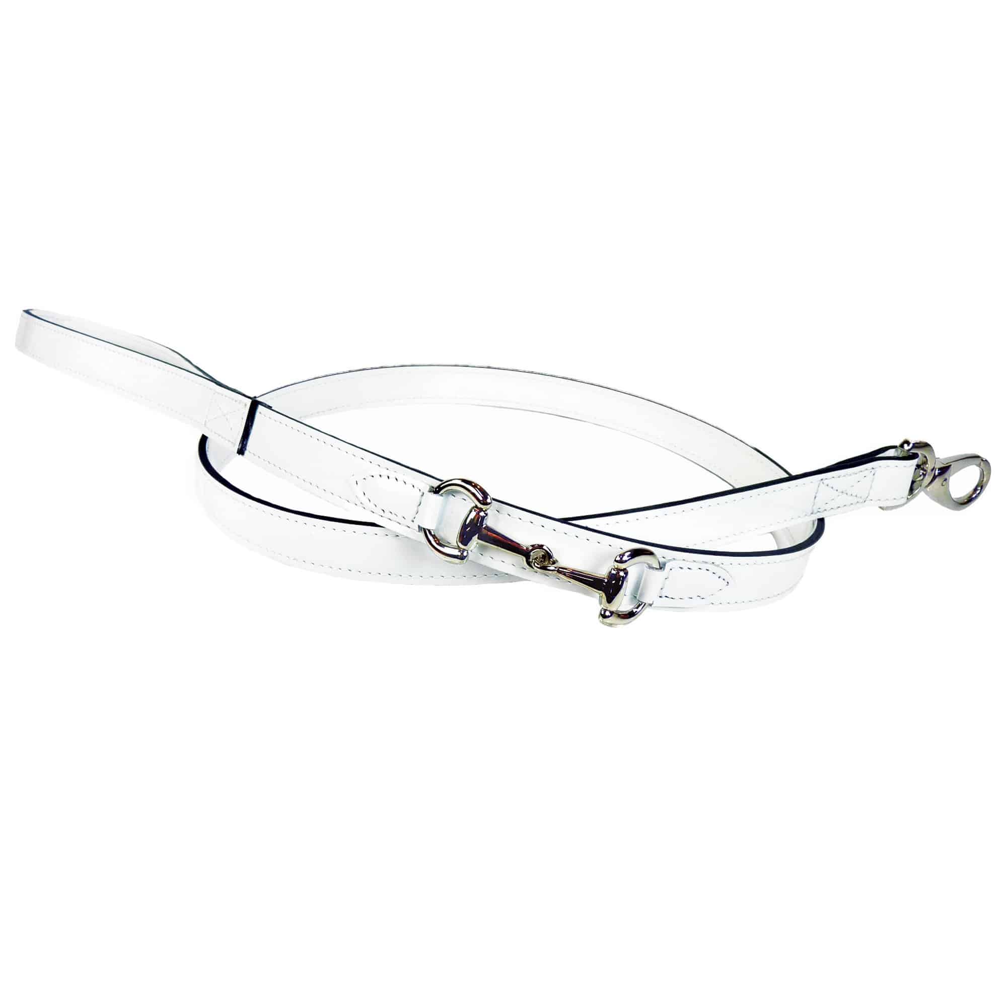 Belmont with Icon Dog Leash in White Patent & Nickel image 0