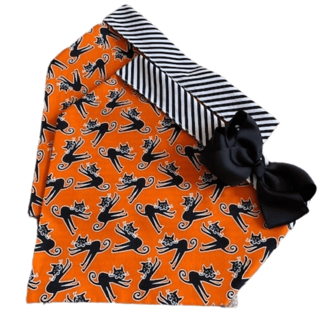 Cats on Orange Dog Bandana with Bow image 0