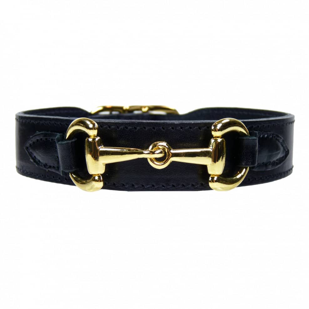 Belmont Dog Collar in Jet Black & Gold image 0