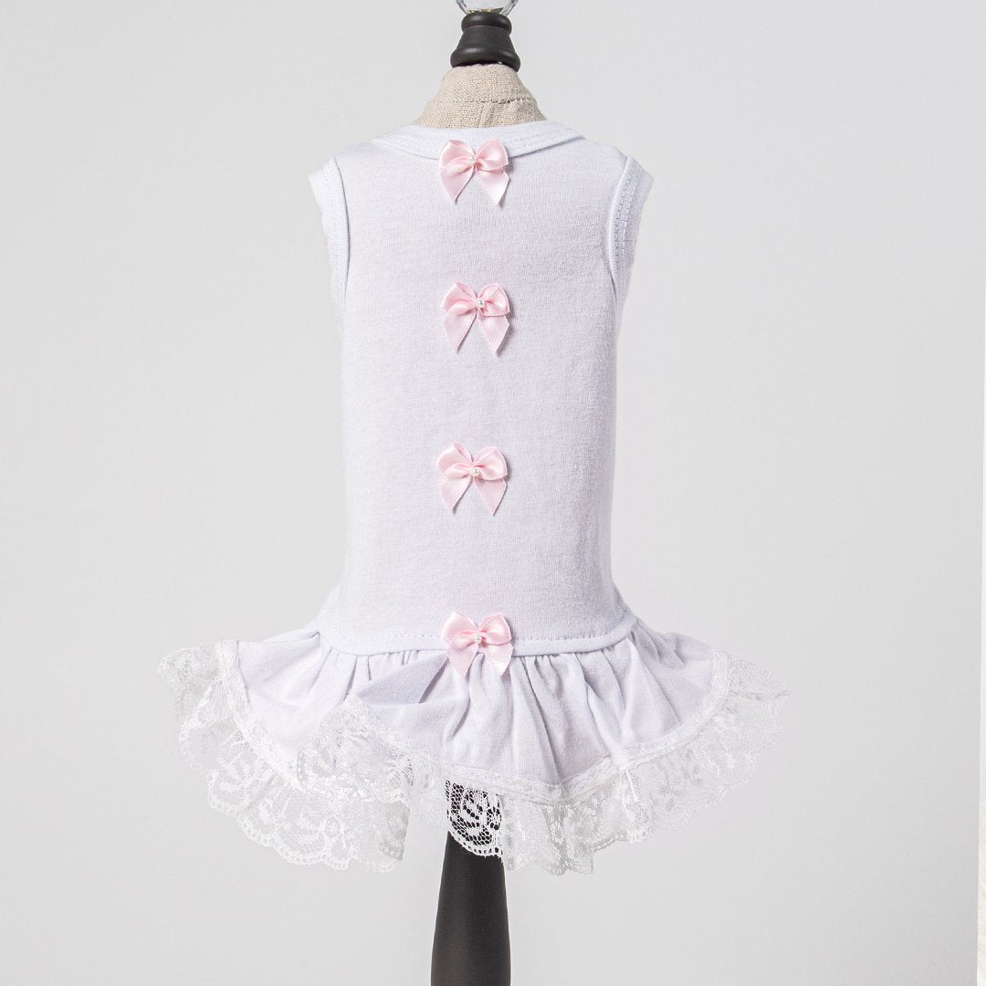 Sweetheart Dog Dress - White and Pink Bow image 0