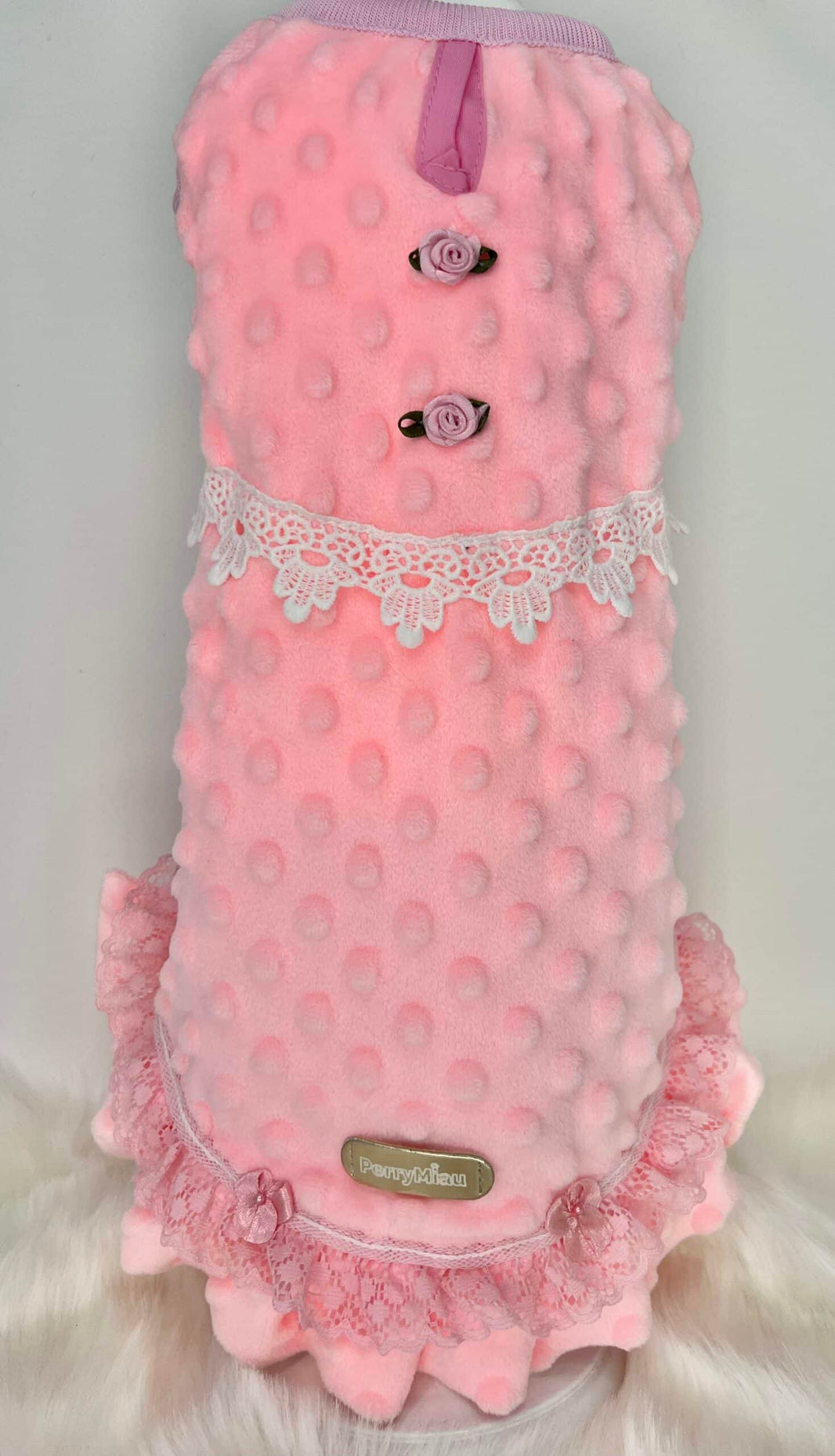 Minky Dots Fleece Empire Dog Dress image 1