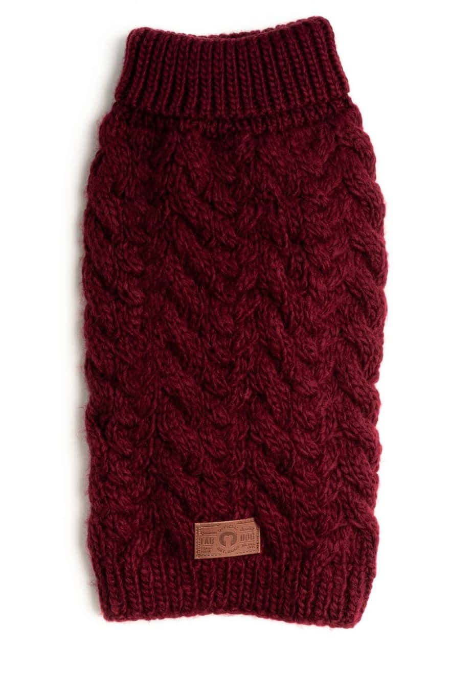 Burgundy Wool Turtleneck Dog Sweater image 0