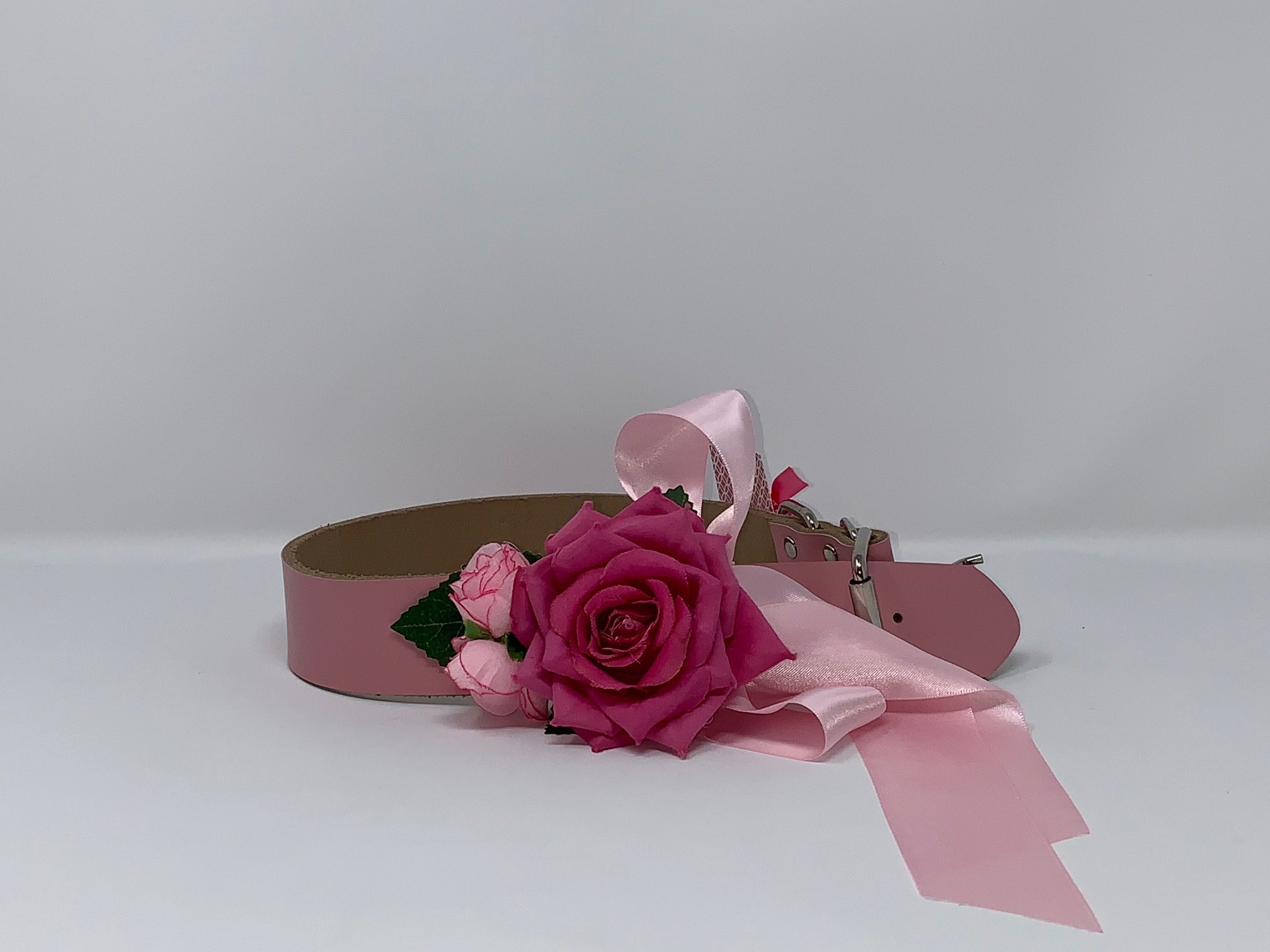 Pink Collar / Hot Pink Rose Dog Collar image 0