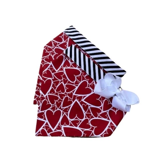 Cranberry Hearts Dog Bandana with Bow image 0