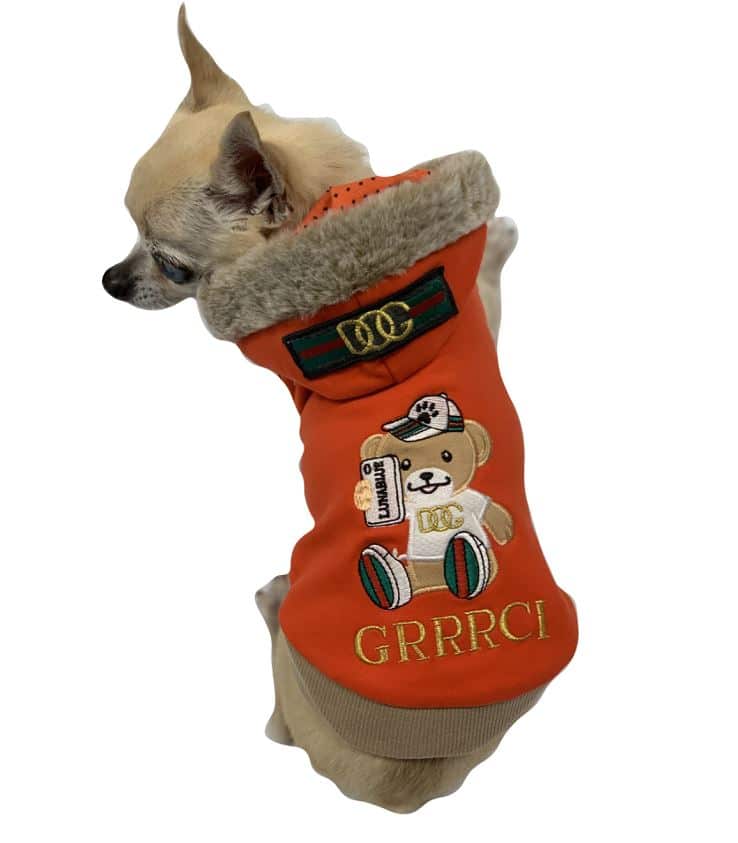 GRRRCI "Selfie Bear" Dog Hoodie - Red image 0