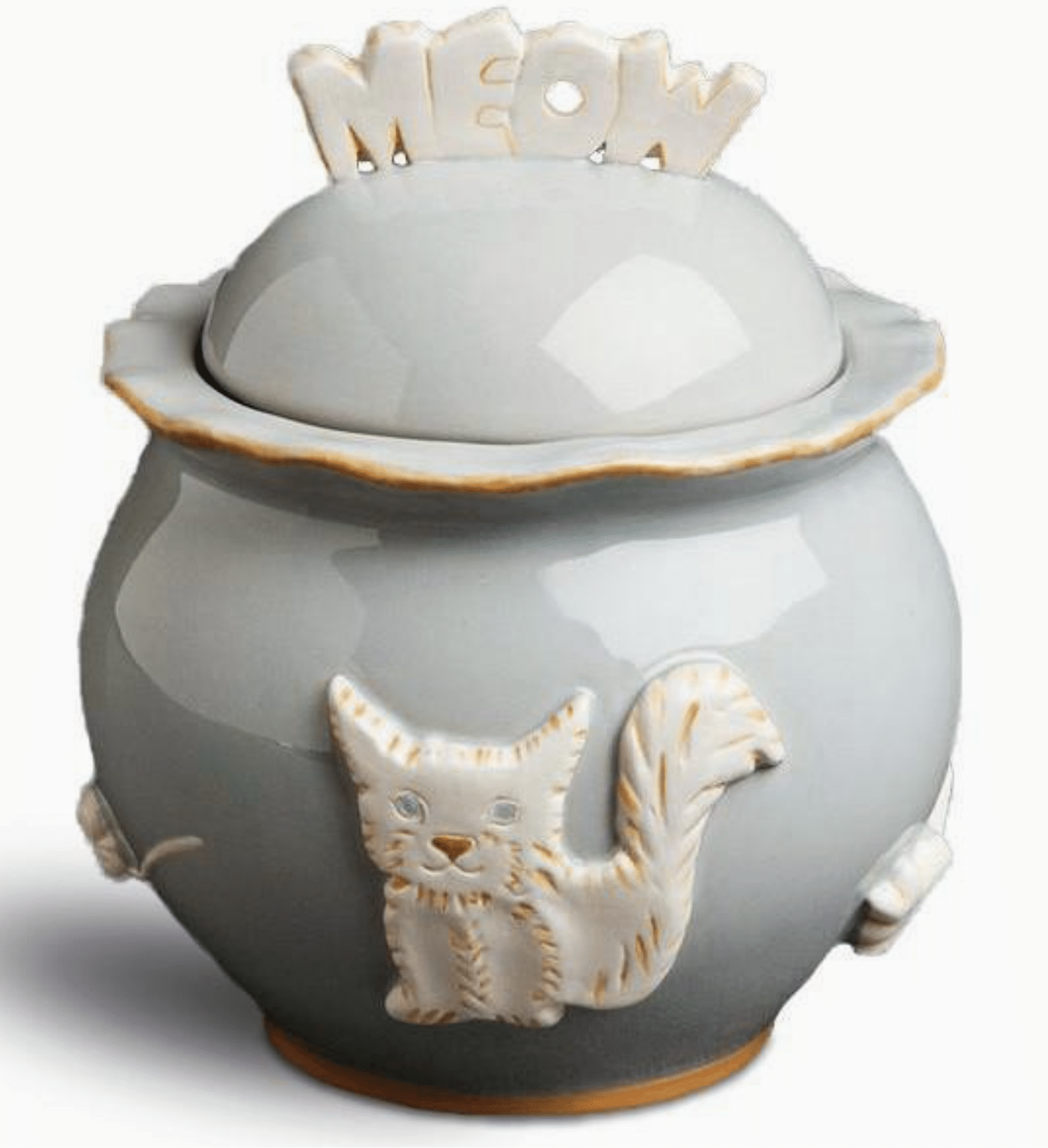 Ceramic Cat Treat Jar - French Grey image 0