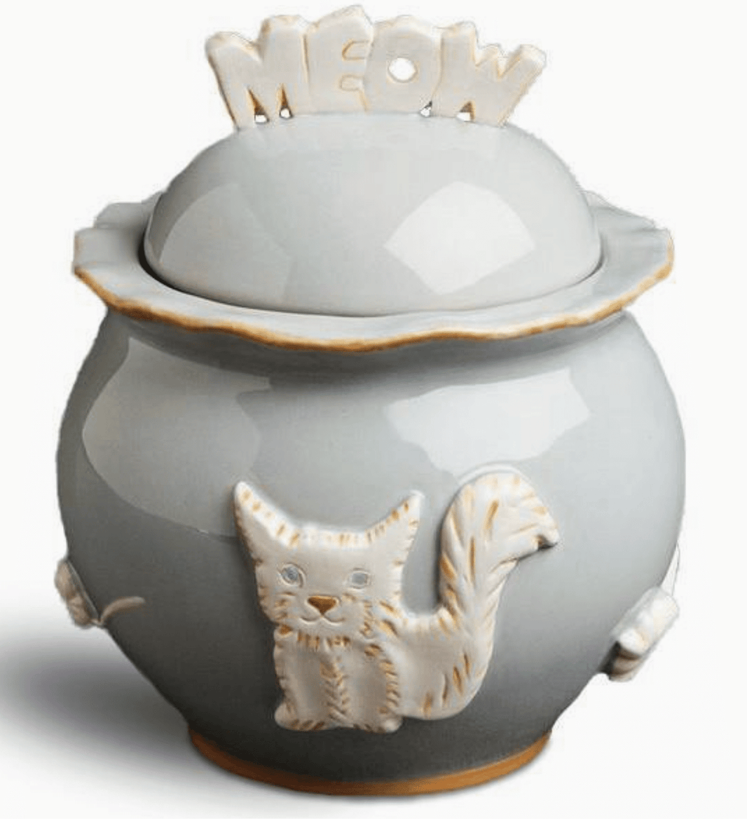 Ceramic Cat Treat Jar - French Grey image 0