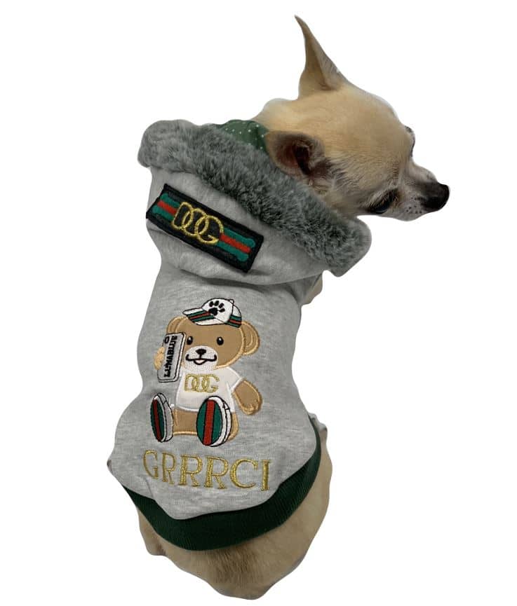 GRRRCI "Selfie Bear" Dog Hoodie - Gray image 0