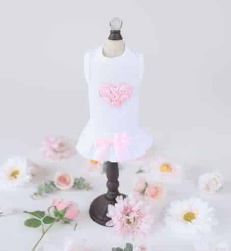 Laced Puff Heart Dog Dress - Pink image 0