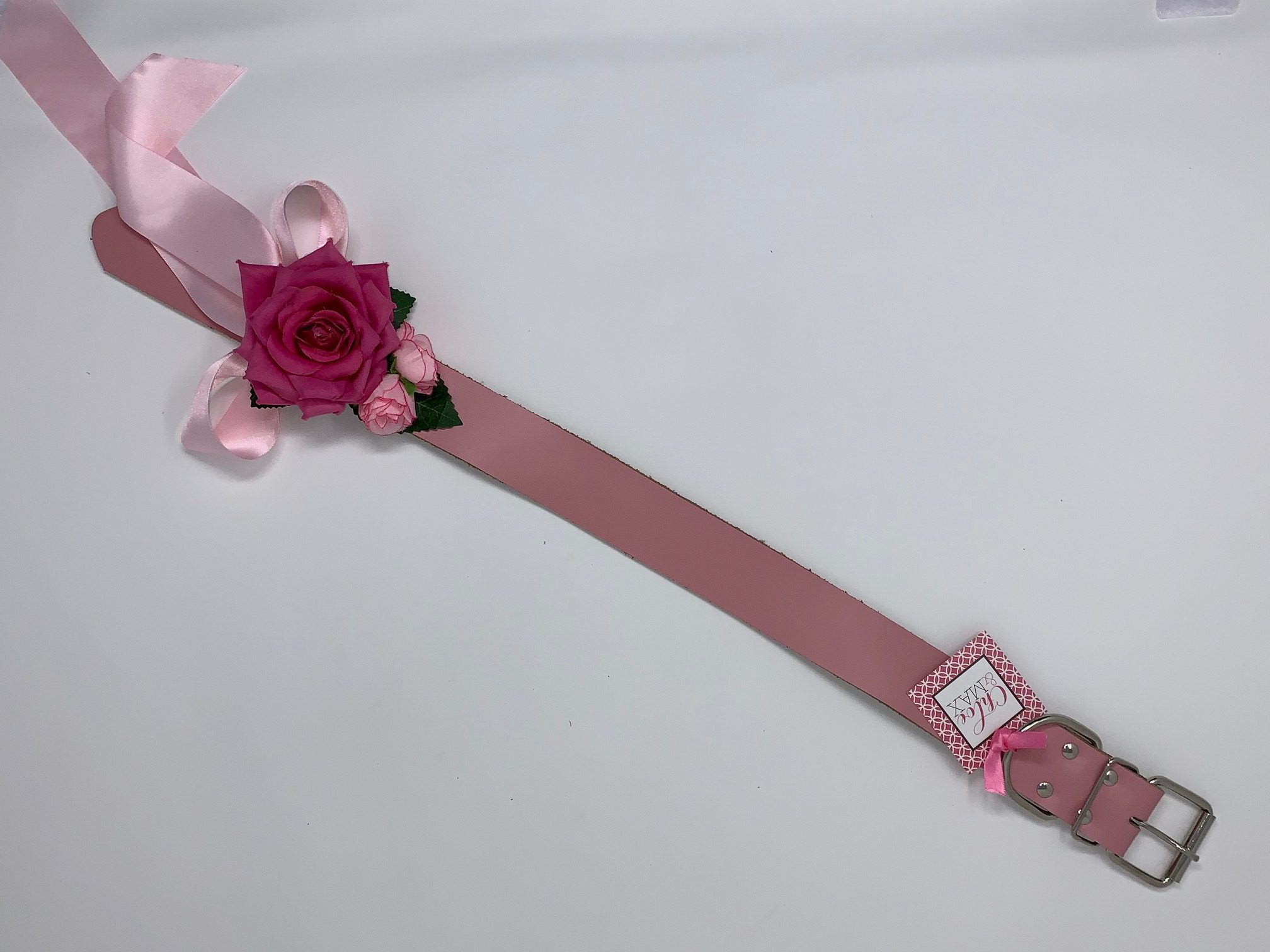 Pink Collar / Hot Pink Rose Dog Collar image 1