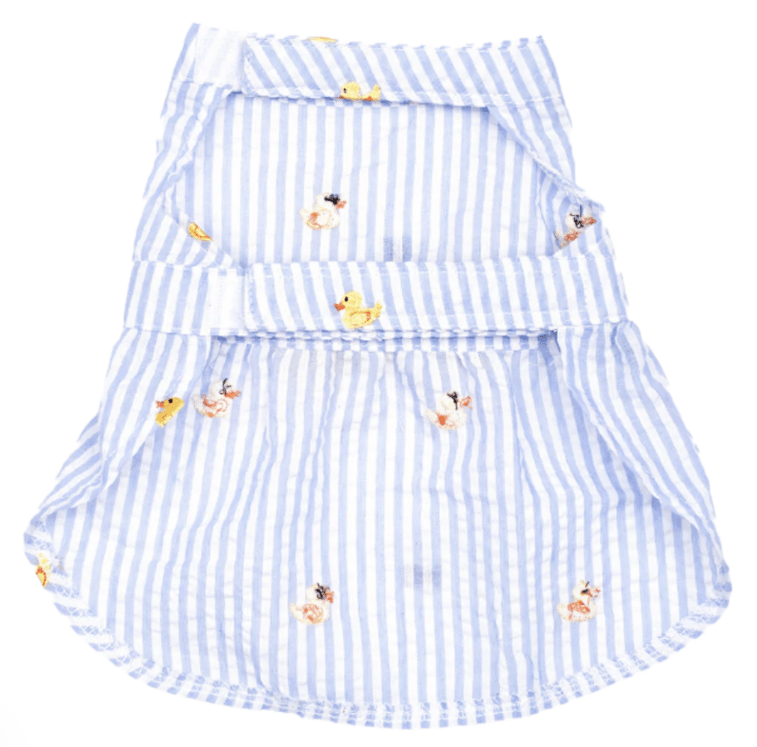 Lt. Blue Stripe Rubber Duck Dog Dress image 1