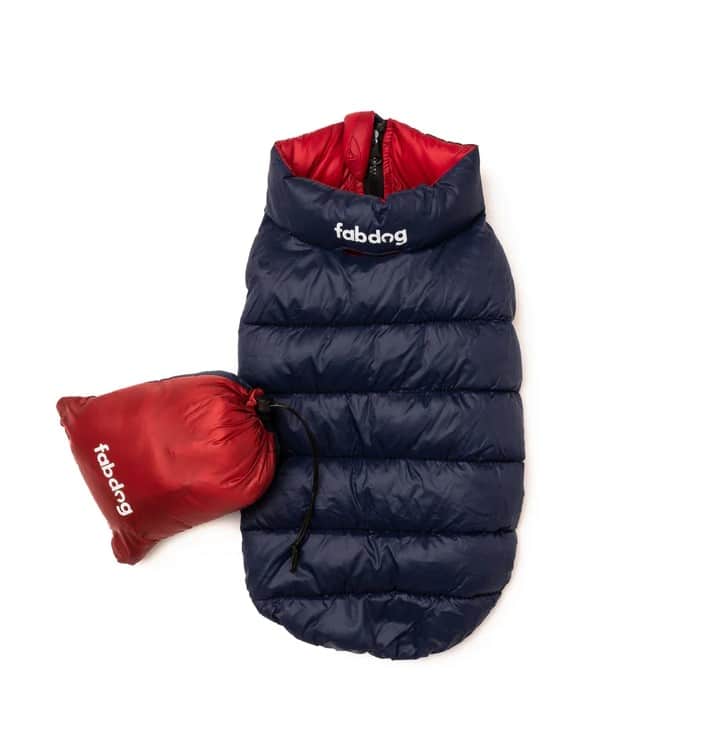 Red & Navy Pack N' Go Reversible Dog Puffer image 1
