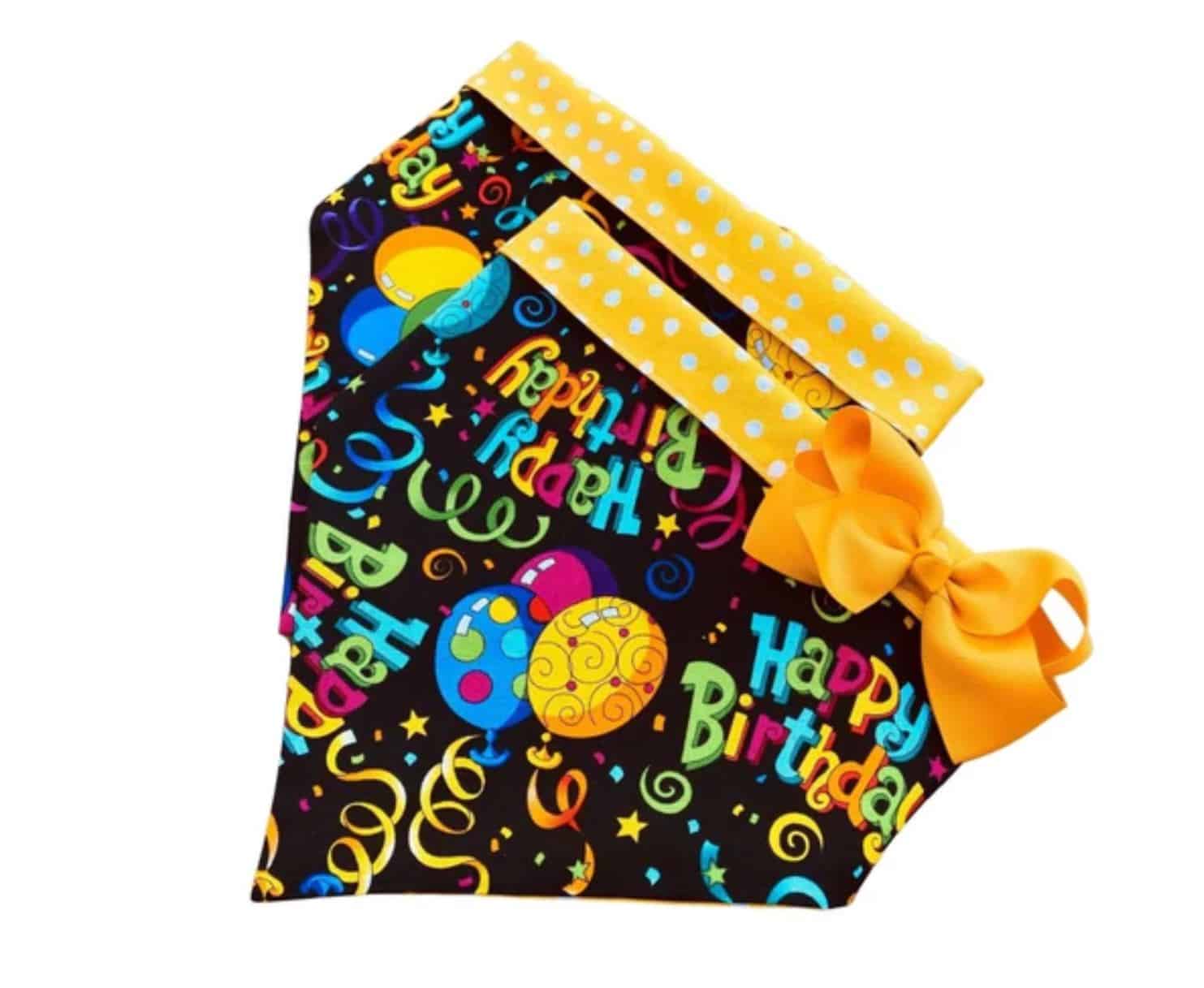 Happy Birthday Yellow Dog Bandana with Bow image 0