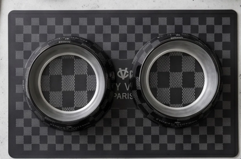 Black Checker Chewy Vuiton Paris Dog Mat 2