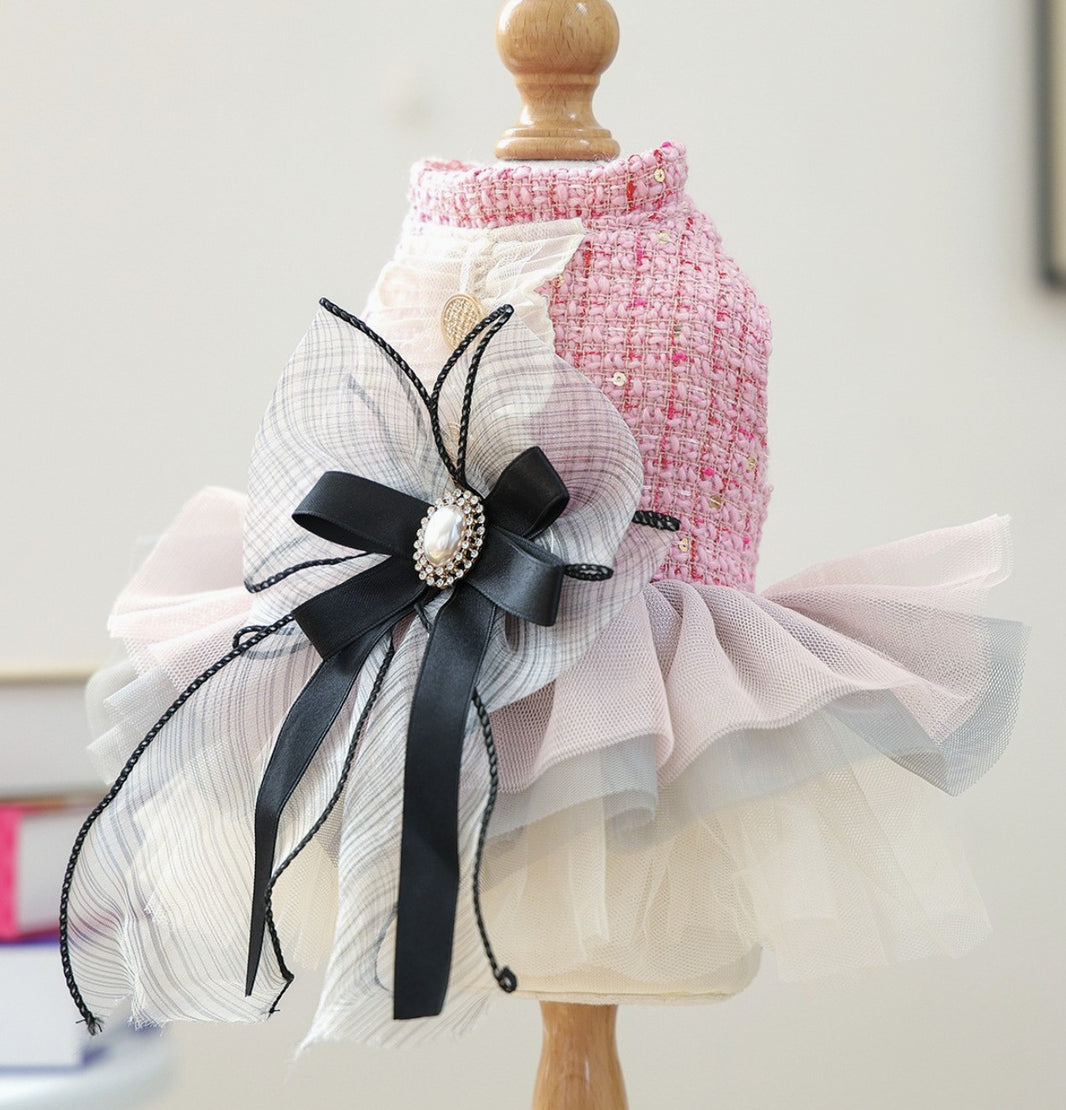 The Jacqueline Dog Dress in Blush Tweed