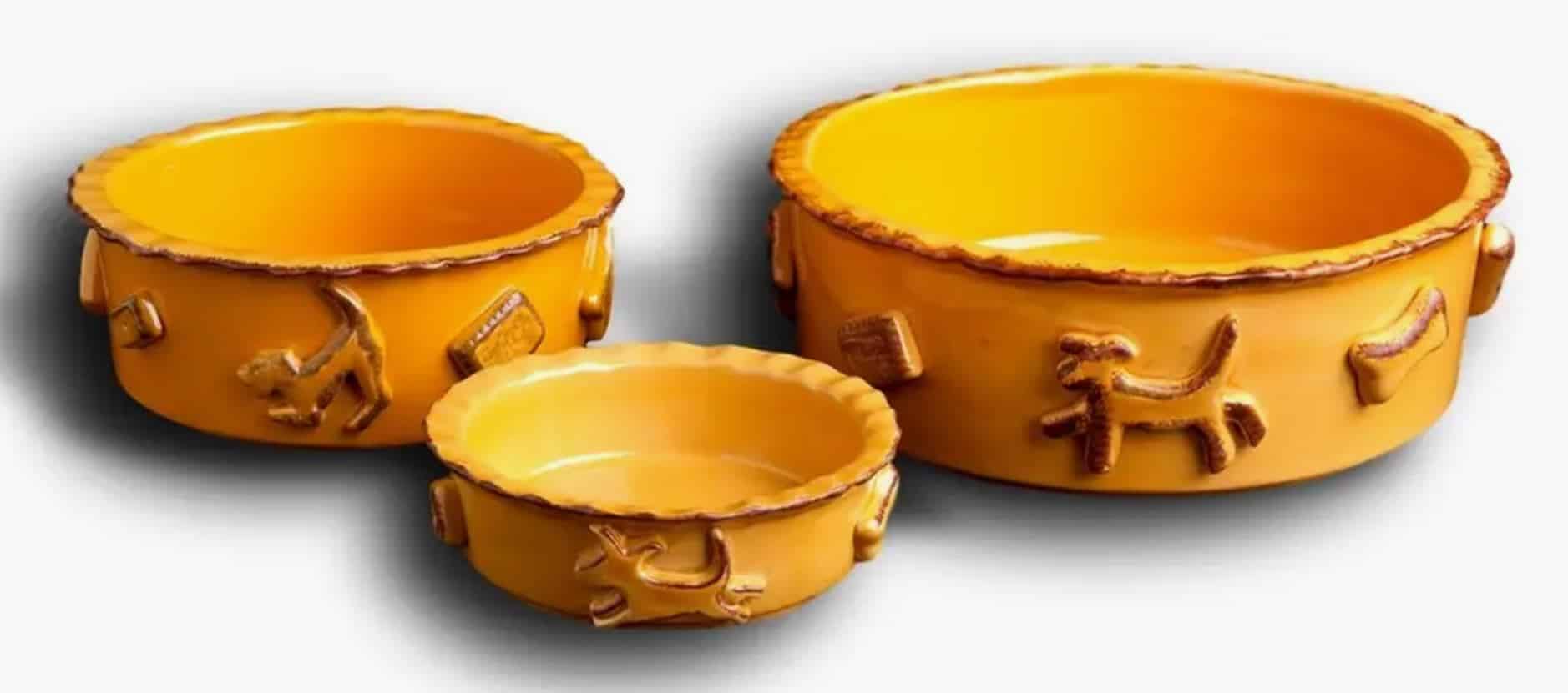 Ceramic Dog Food and Water Bowl - Caramel image 1