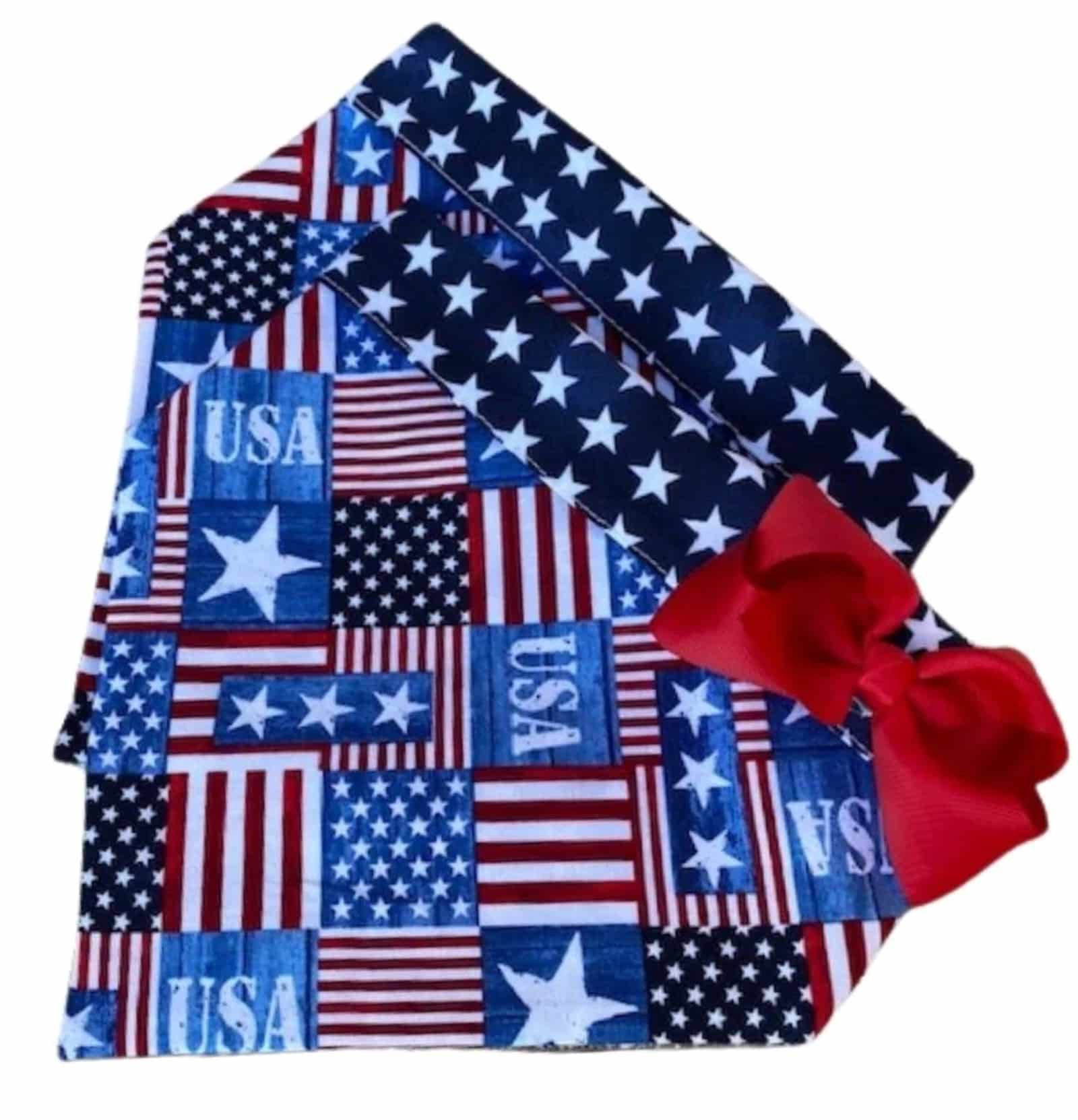 Patriotic Blocks Dog Bandana with Bow image 0