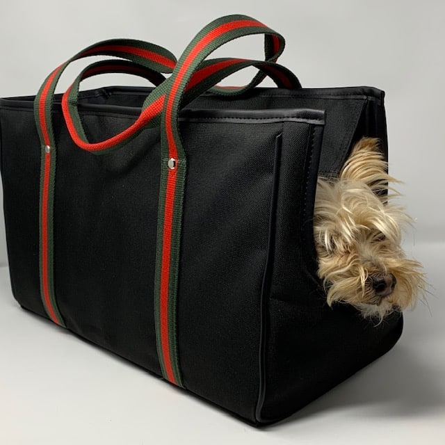 Margo Black Dog Bag with Designer Stripes image 1