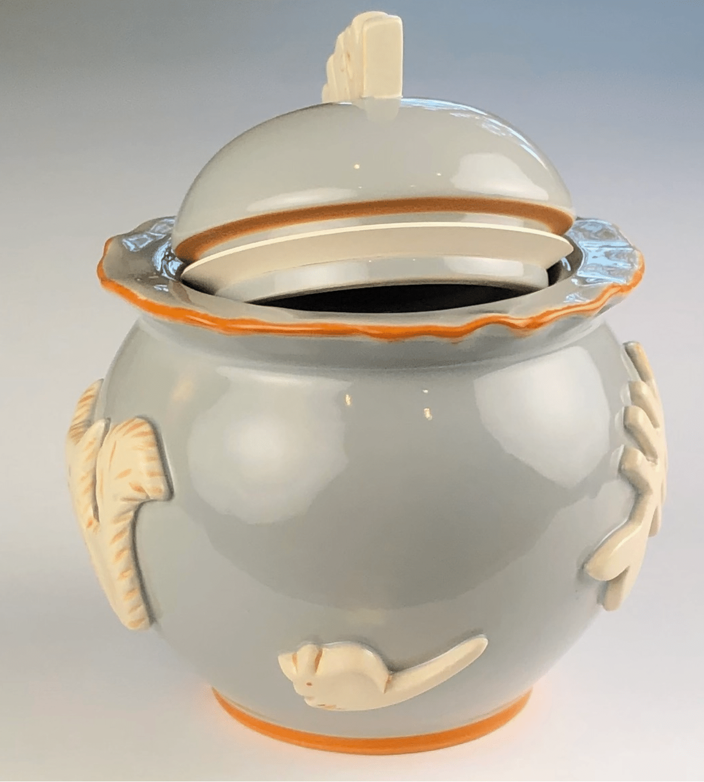 Ceramic Cat Treat Jar - French Grey image 2