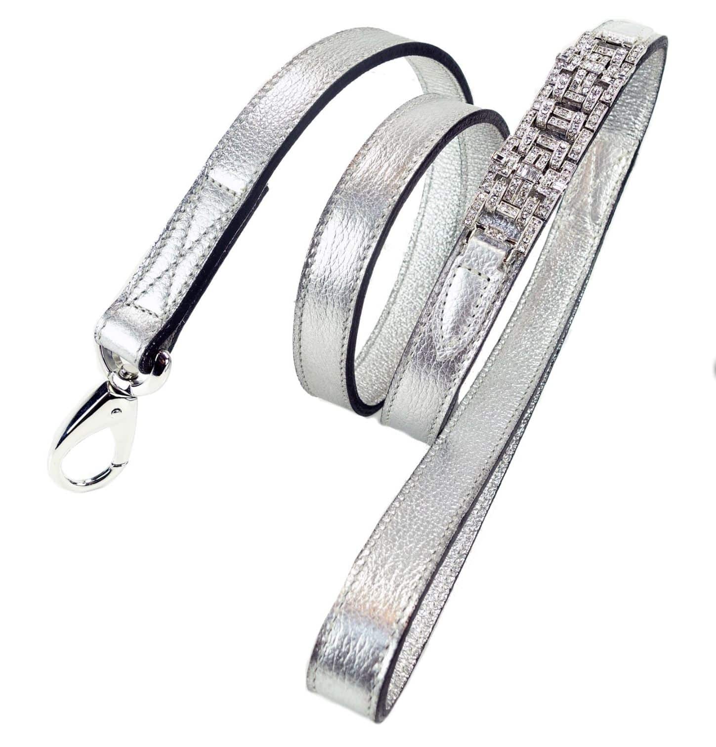 Haute Couture Art Deco with Icon Dog Leash in Silver Metallic & Nickel image 0