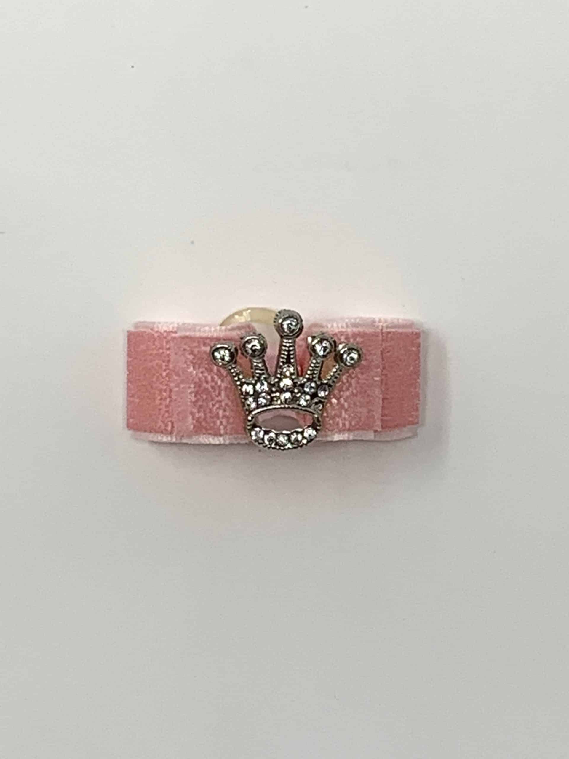 Crystal Crown Dog Bow - Pink image 1