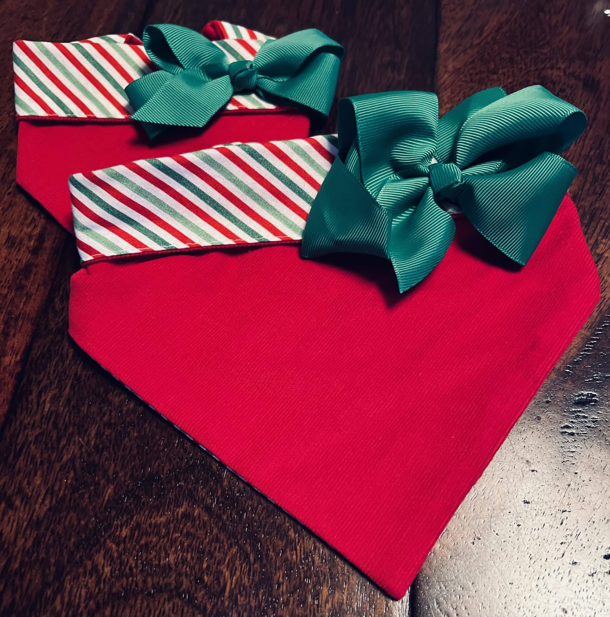 Red Corduroy Dog Bandana with Bow image 0