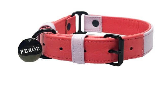 Salmon - Lilac Dog Leather Collar image 1