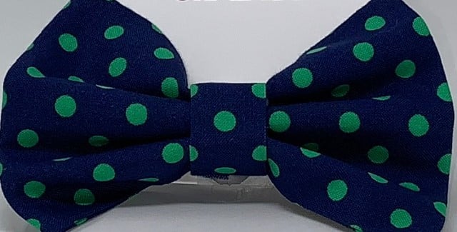 Navy & Green Poka-Dot Dog Bow Tie image 0
