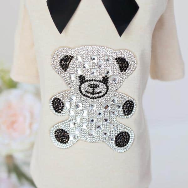 Teddy Bow Dog Tee - White image 1