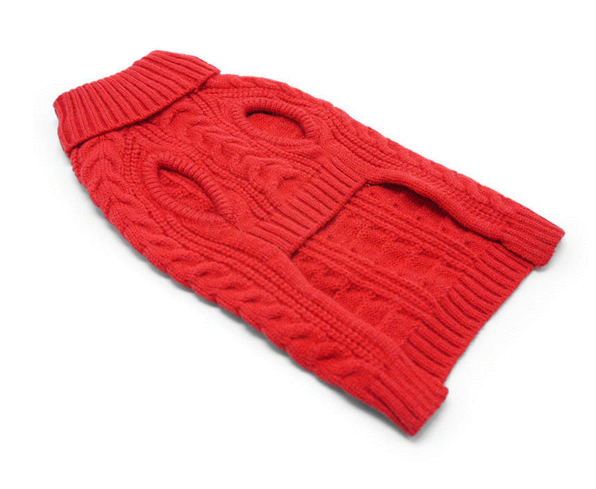 Cable Turtleneck Dog Sweater - Red image 3