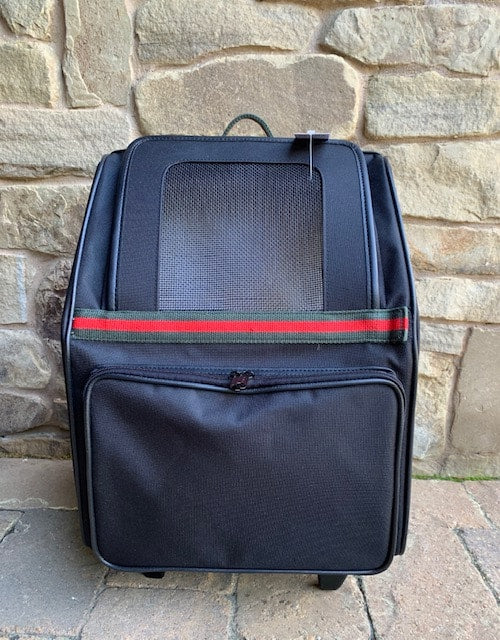 Rio Black with Designer Stripe Dog Carrier on Wheels image 0