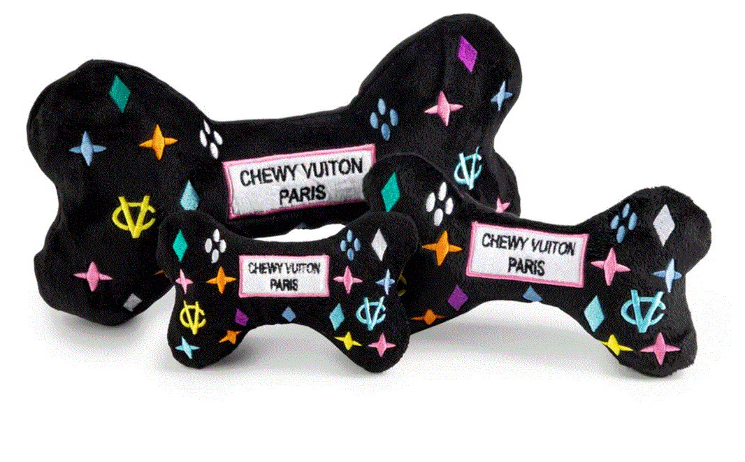 Black Monogram Chewy Vuiton Bone Dog Toy image 0