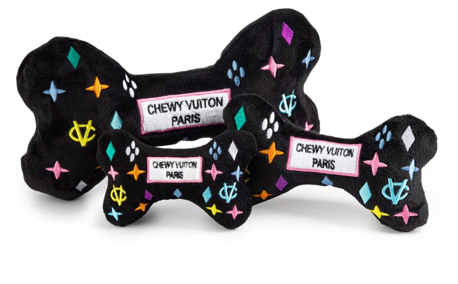 Black Monogram Chewy Vuiton Bone Dog Toy image 0