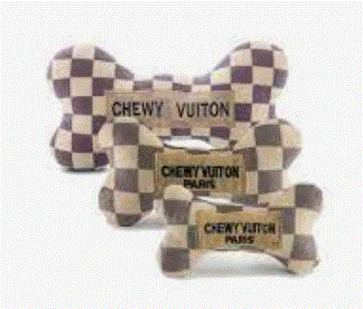 Checker Chewy Vuiton Bone Dog Toy image 2