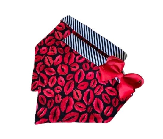 Red Lips Dog Bandana with Bow image 0