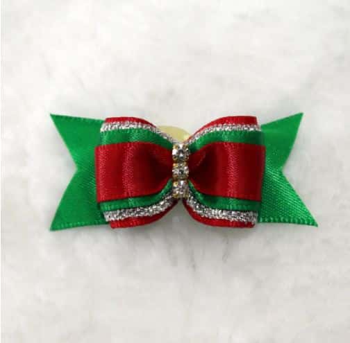 3 Crystal Dog Bow - Christmas image 0