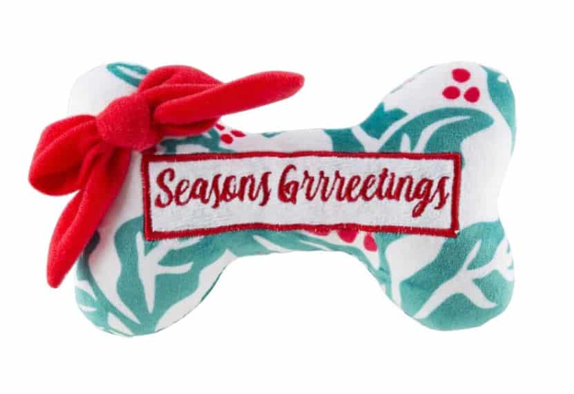 Holly Print Seasons Grrreetings Dog Bone Toy image 0