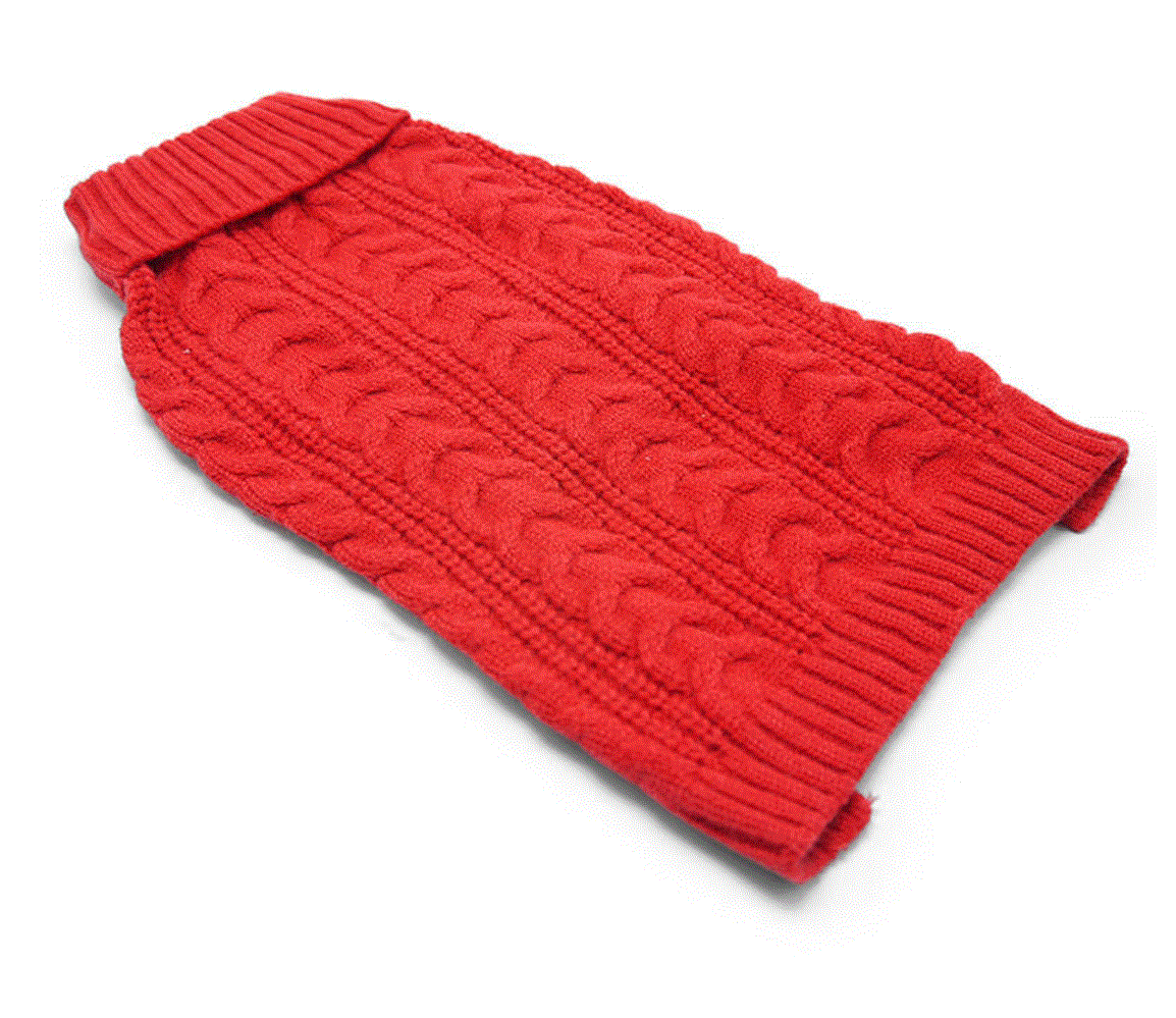 Cable Turtleneck Dog Sweater - Red image 2