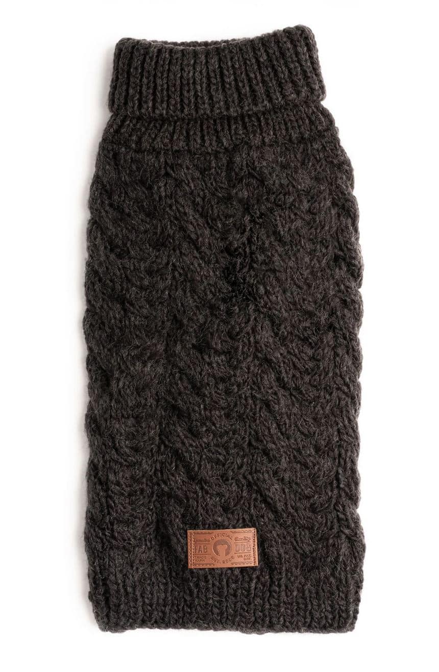Charcoal Grey Wool Turtleneck Dog Sweater image 0