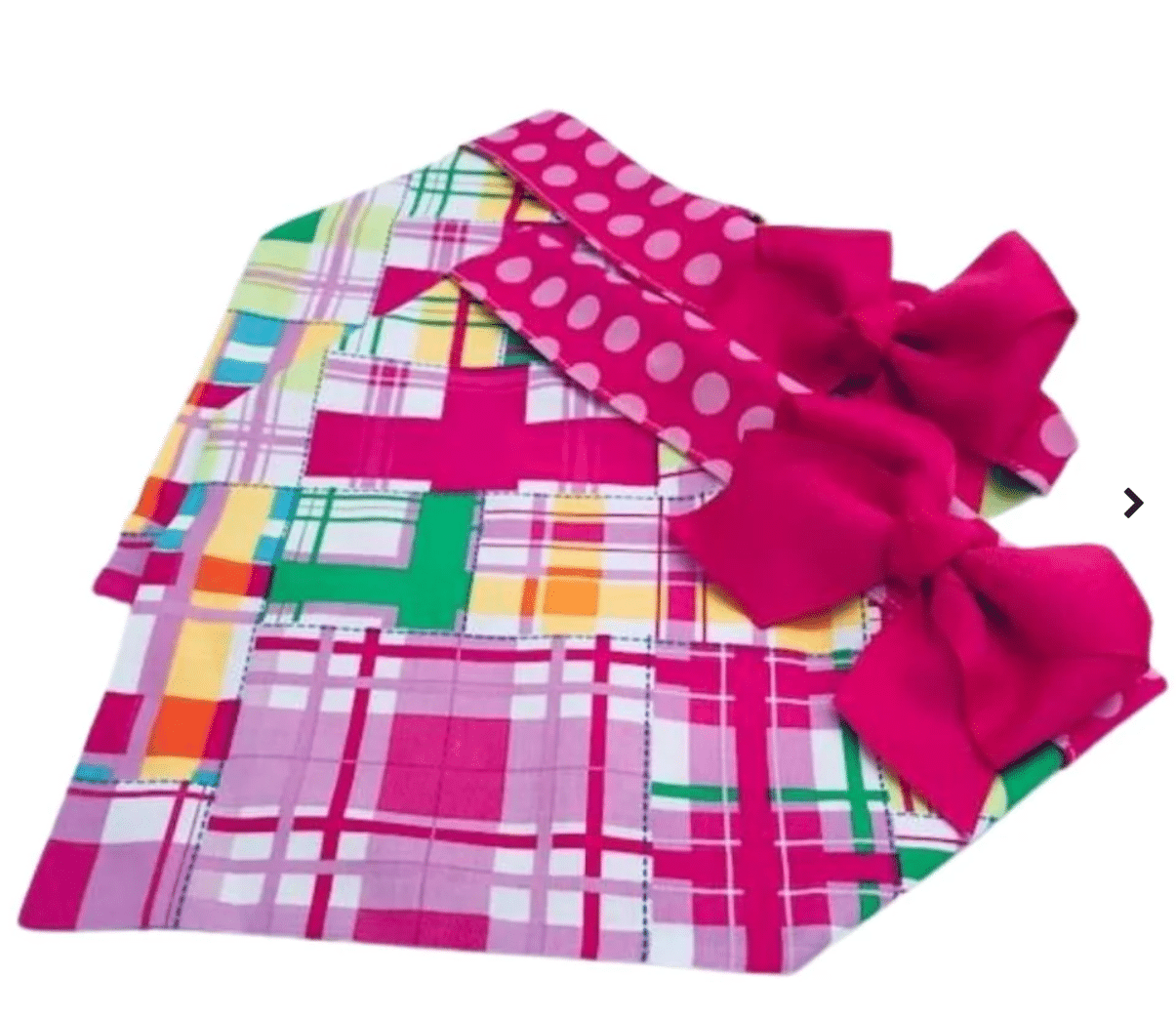 Pink Madras Dog Bandana with Bow image 1