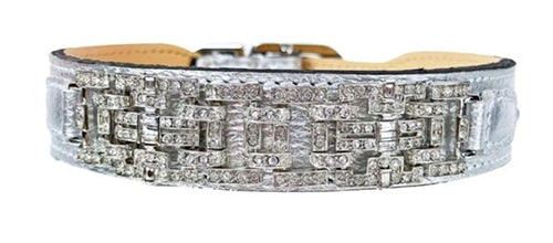 Haute Couture Art Deco Dog Collar in Metallic Silver & Nickel image 0