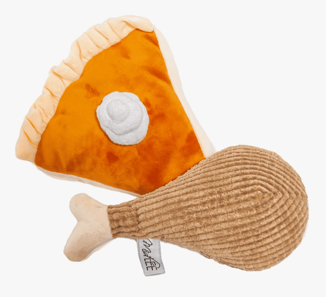 Thanksgiving Pumpkin Pie  or Turkey Leg Plush Dog Toy image 1