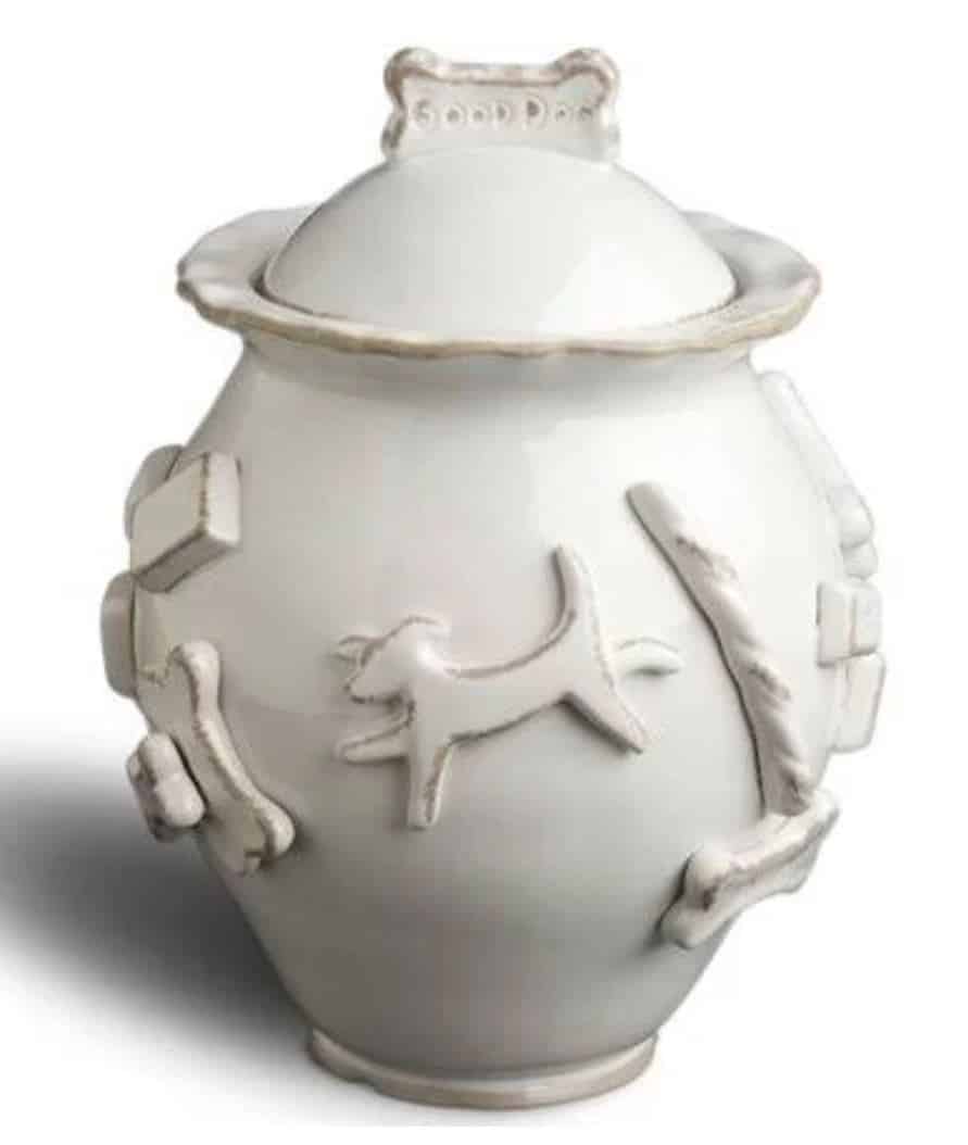 Ceramic Dog Treat Jar - French White image 0