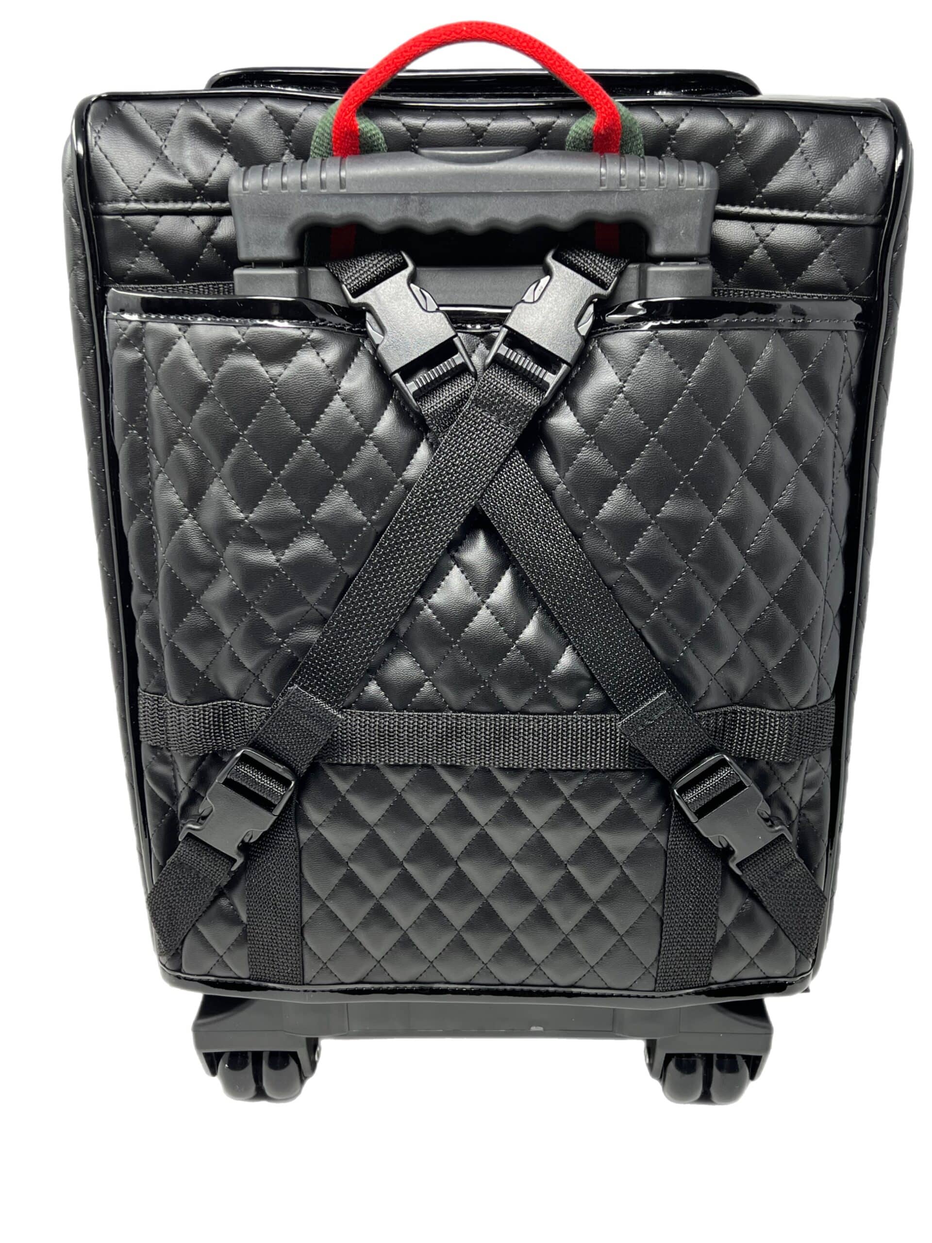 Rio Black Quilted with Designer Stripe Dog Carrier on Wheels image 2
