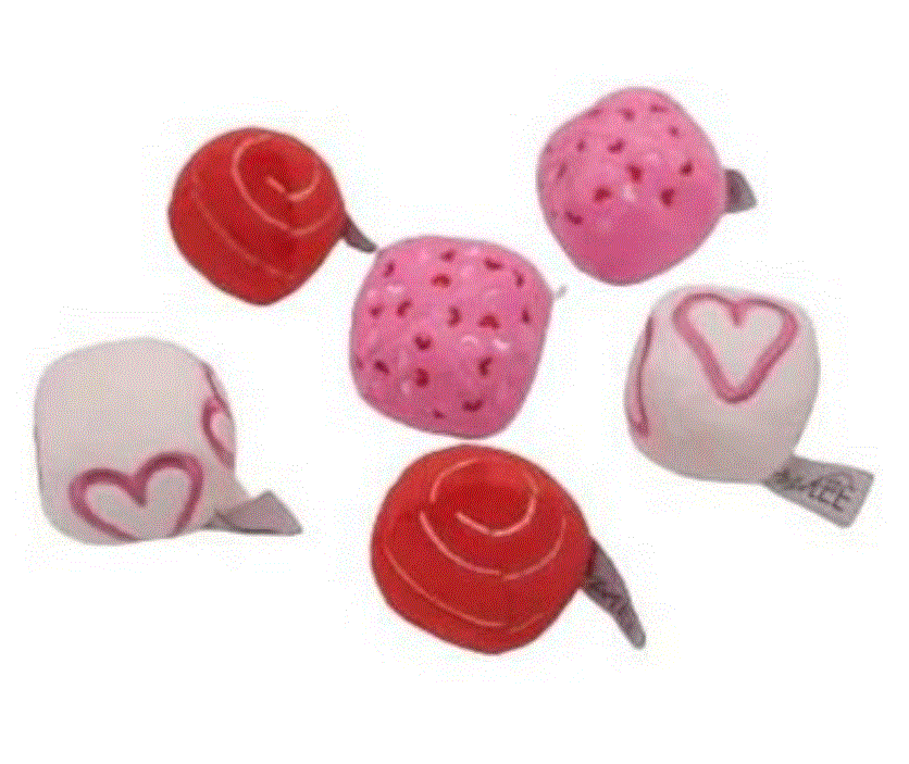 Heart Plush Balls Dog Toy - Set of 6 image 0